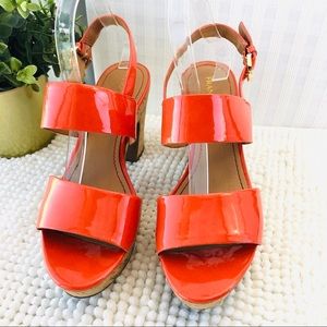Franco Sarto two strap platform sandals orange 9.5